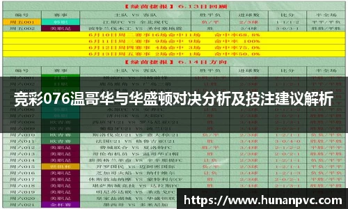 竞彩076温哥华与华盛顿对决分析及投注建议解析